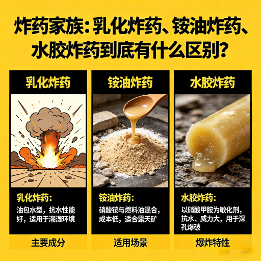中宁炸药家族：乳化炸药、铵油炸药、水胶炸药到底有什么区别？